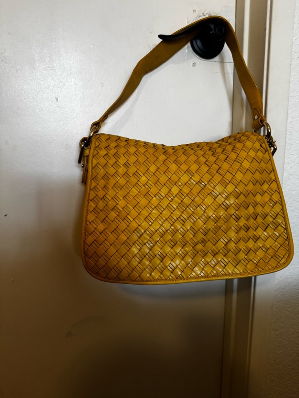Cole Haan- Woven Shoulder Bag in Mustard Yellow